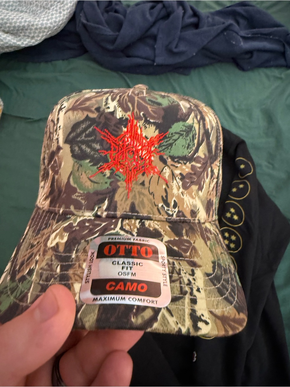 Pyscho Frame OTTO Camouflage Trucker Hat with Red Embroidered Logo